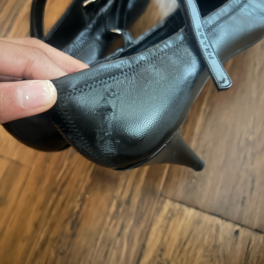 Prada Black Leather Mary Jane Heels - Picture 4 of 14